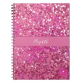 Monogram Name Hot Pink Glitzer Sparkle Girl Notizblock (Vorderseite)