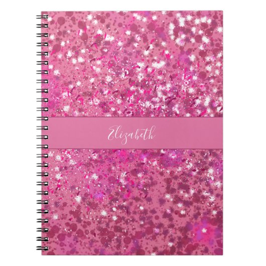 Monogram Name Hot Pink Glitzer Sparkle Girl Notizblock (Vorderseite)