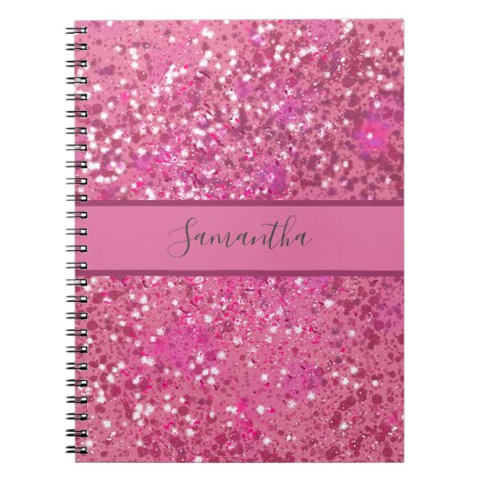 Monogram Name Hot Pink Glitzer Sparkle Girly Glam Notizblock (Vorderseite)