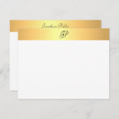 Monogram Name Imitate Handschrift Gold Modern Mitteilungskarte (Vorne/Hinten)