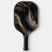 Monogram-Name in Schwarz und Gold-Marble benutzerd Pickleball Schläger (Rückseite)