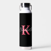 Monogram Name Initial Black Pink White Trendy Trinkflasche (Vorne)