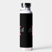 Monogram Name Initial Black Pink White Trendy Trinkflasche (Rechts)