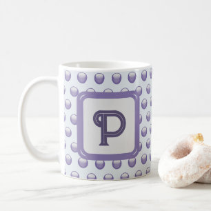 Monogram Name Initial Blue Grey Polka Dot Letter Kaffeetasse