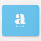 Monogram Name Initial Blue Modern Simple Classy Mousepad (Vorne)