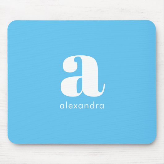 Monogram Name Initial Blue Modern Simple Classy Mousepad (Vorne)