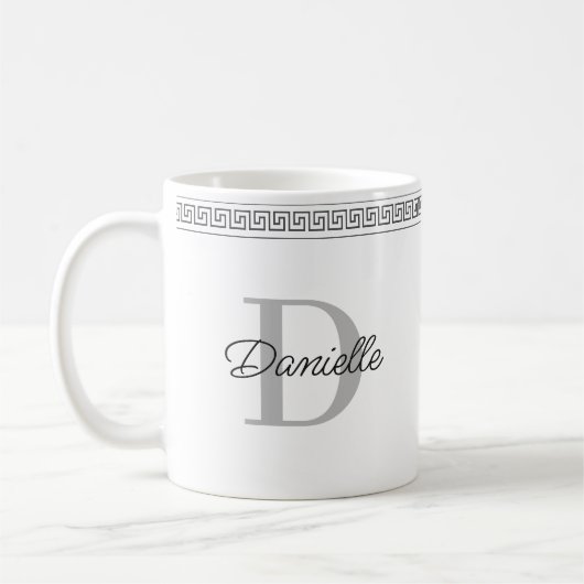 Monogram Name Initial Elegant Griechisch Meander S Kaffeetasse (Links)