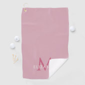 Monogram Name Initial Elegant Pink Golfhandtuch (Insitu)