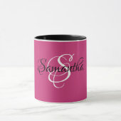 Monogram Name Initial Extravagant Script Magenta Tasse (Zentrum)