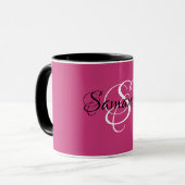Monogram Name Initial Extravagant Script Magenta Tasse (Vorderseite Links)