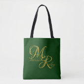 Monogram Name Initial Green Elegant Script Tasche (Vorderseite)