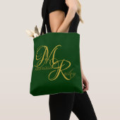 Monogram Name Initial Green Elegant Script Tasche (Von Nahem)