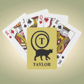 Monogram Name Initial Kitty Cat Lover Gold Black Spielkarten