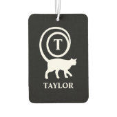 Monogram Name Initial Kitty Cat Lover Schwarz-weiß Autolufterfrischer (Rückseite)