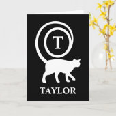 Monogram Name Initial Kitty Cat Lover Schwarz-weiß Karte (Gelbe Blume)