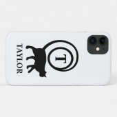 Monogram Name Initial Kitty Cat Lover White Black Case-Mate iPhone Hülle (Rückseite (Horizontal))