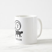 Monogram Name Initial Kitty Cat Lover White Black Kaffeetasse (VorderseiteRechts)
