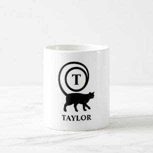 Monogram Name Initial Kitty Cat Lover White Black Kaffeetasse