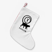 Monogram Name Initial Kitty Cat Lover White Black Kleiner Weihnachtsstrumpf (Vorderansicht (hängend))
