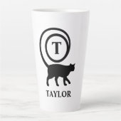 Monogram Name Initial Kitty Cat Lover White Black Milchtasse (Vorderseite)
