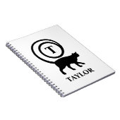 Monogram Name Initial Kitty Cat Lover White Black Notizblock (Rechte Seite)