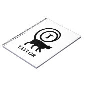 Monogram Name Initial Kitty Cat Lover White Black Notizblock (Linke Seite)