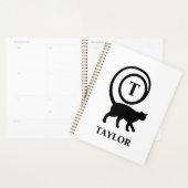 Monogram Name Initial Kitty Cat Lover White Black Planer (Anzeige)