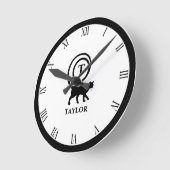 Monogram Name Initial Kitty Cat Lover White Black Runde Wanduhr (Winkel)