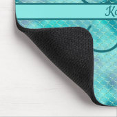 Monogram Name Initial Mermaid Blue Lila Green Mousepad (Ecke)