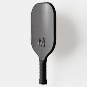 Monogram Name Initial Metallic Black Gray Elegant Pickleball Schläger (Links)