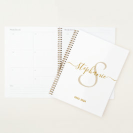 Monogram Name Initial Modern Gold Script Planer