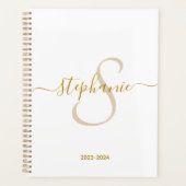 Monogram Name Initial Modern Gold Script Planer (Vorderseite)