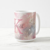 Monogram Name Initial Pastel Watercolor Wash Gesch Kaffeetasse (VorderseiteRechts)