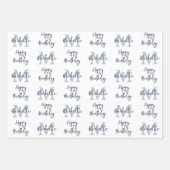Monogram Name Initial Pattern Happy Birthday Blue Geschenkpapier Set (Vorderseite 3)