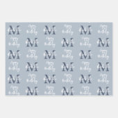 Monogram Name Initial Pattern Happy Birthday Blue Geschenkpapier Set (Vorderseite 2)