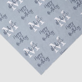 Monogram Name Initial Pattern Happy Birthday Blue Seidenpapier (Ausschnitt)
