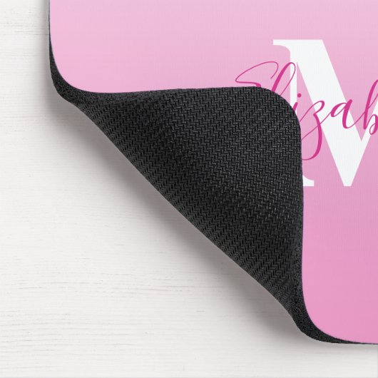 Monogram Name Initial Pink Gold Glam Glitzer Mousepad (Ecke)