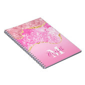 Monogram Name Initial Pink Gold Glam Glitzer Notizblock (Rechte Seite)