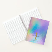 Monogram Name Initial Rainbow Holographic Gold Notizblock (Innenseite)
