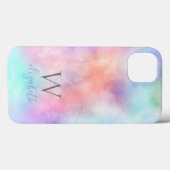 Monogram Name Initial Rainbow Watercolor Pastel Case-Mate iPhone Hülle (Rückseite (Horizontal))