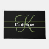 Monogram Name Initial Script Black Green Fußmatte (Vorderseite)