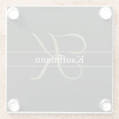 Monogram Name Initial Script Black Green Glasuntersetzer (Rückseite)