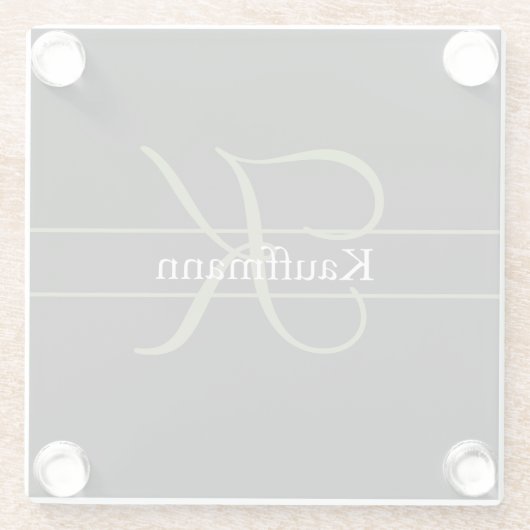 Monogram Name Initial Script Black Green Glasuntersetzer (Rückseite)