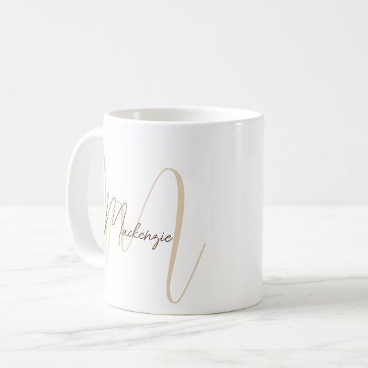 Monogram Name Initial Script Simple Modern Kaffeetasse (Vorderseite Links)