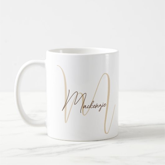 Monogram Name Initial Script Simple Modern Kaffeetasse (Links)