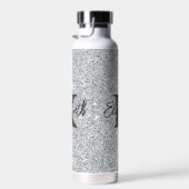 Monogram Name Initial Silver Glitzer Girly Trendy Trinkflasche (Rechts)