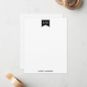 Monogram Name Initials Black Modern Frame Flat Mitteilungskarte (Vorderseite/Rückseite Beispiel)