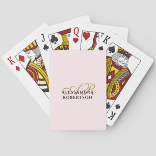 Monogram Name Initials Pastel Pink Gold Minimalist Spielkarten