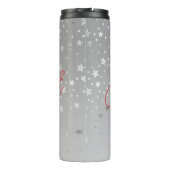 Monogram Name Initials Pink Gray Silver Trendy Thermosbecher (Rückseite)