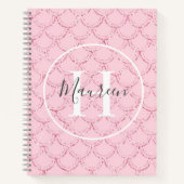 Monogram Name Initials Pink Mermaid Scales Glitzer Notizblock (Vorderseite)
